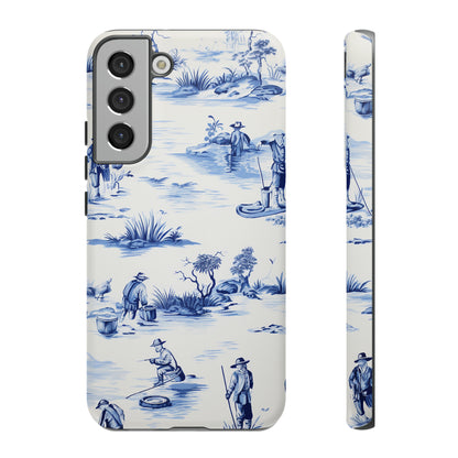 Fly Fishermen - Royal Blue Toile Pattern - Tough Cases