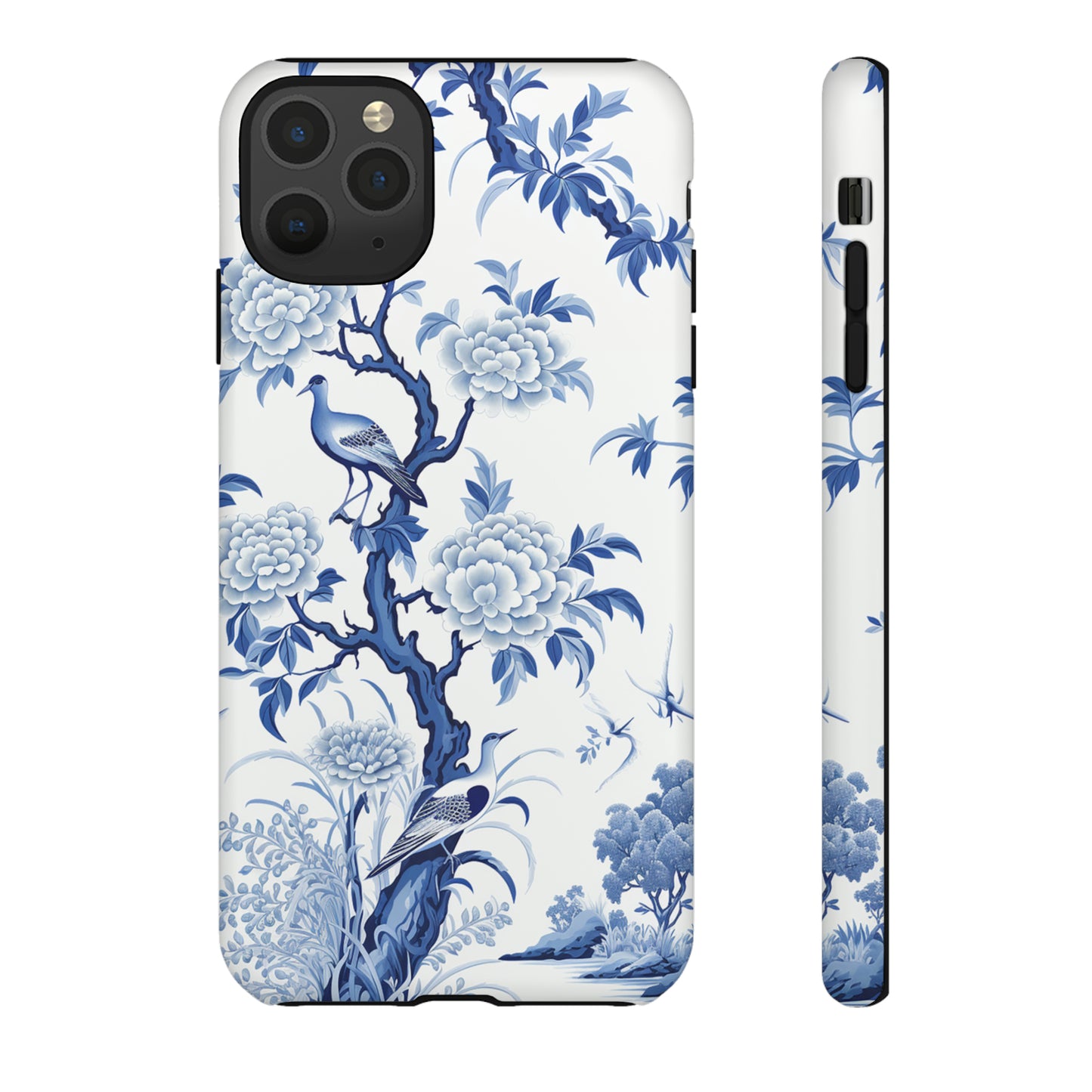 Birds in the wood - Royal Blue Toile Pattern - Tough Cases