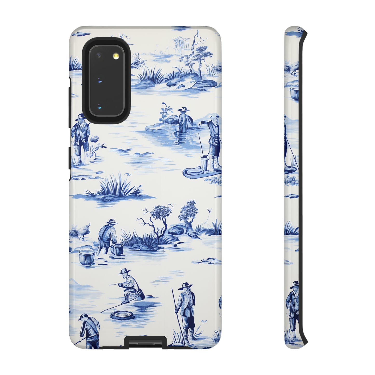 Fly Fishermen - Royal Blue Toile Pattern - Tough Cases