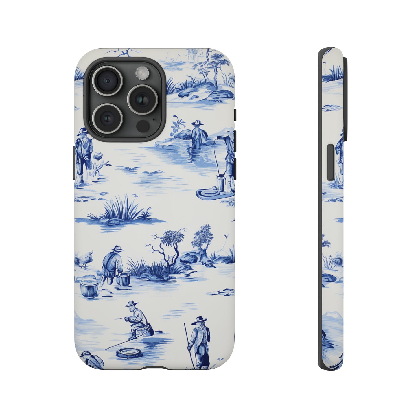 Fly Fishermen - Royal Blue Toile Pattern - Tough Cases