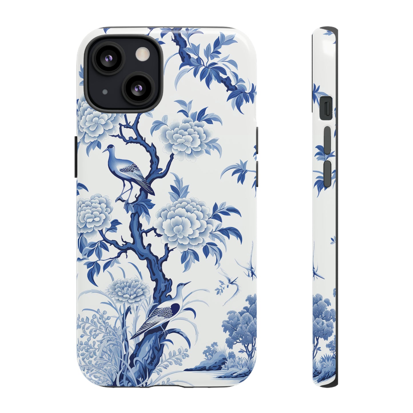 Birds in the wood - Royal Blue Toile Pattern - Tough Cases