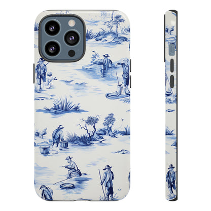 Fly Fishermen - Royal Blue Toile Pattern - Tough Cases