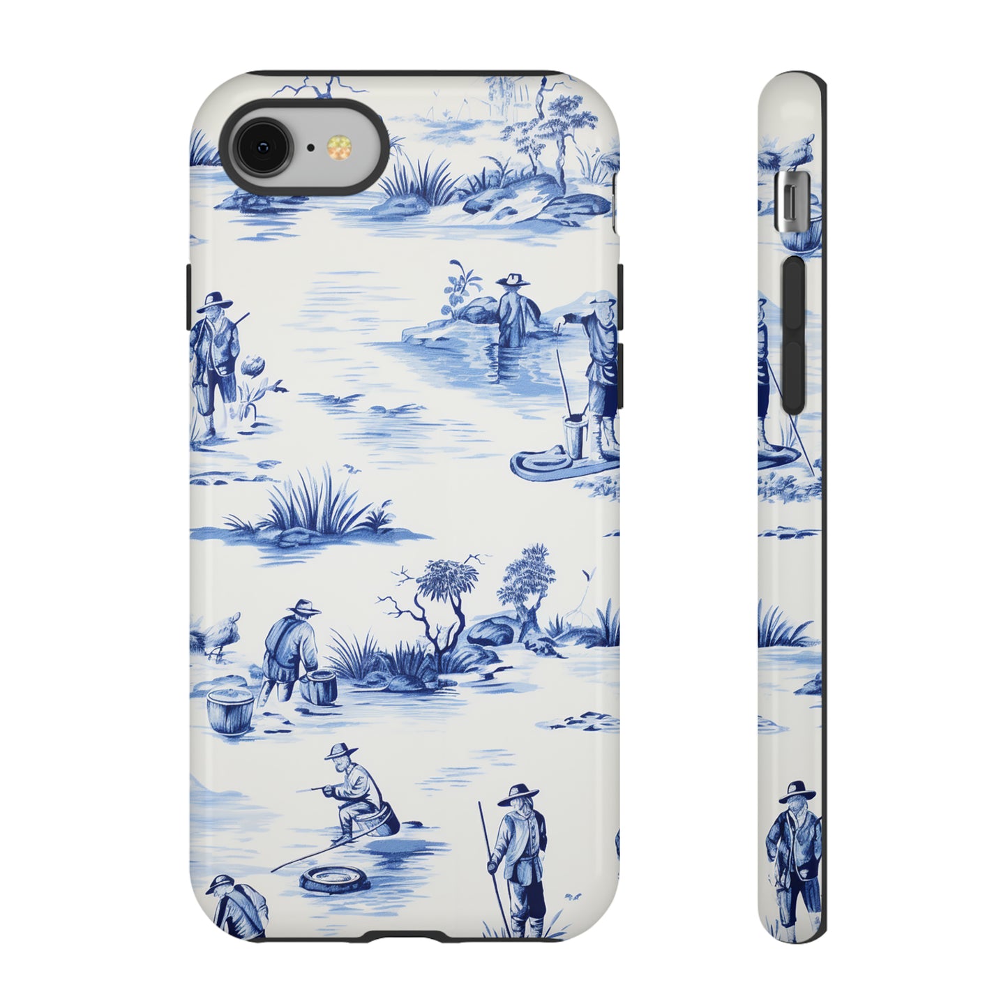 Fly Fishermen - Royal Blue Toile Pattern - Tough Cases