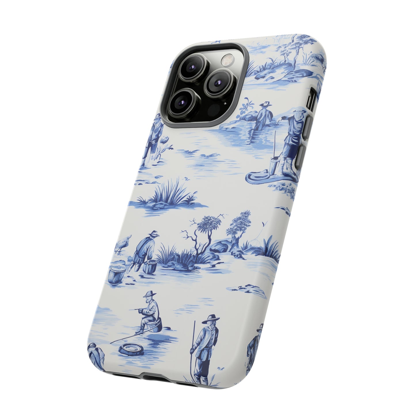 Fly Fishermen - Royal Blue Toile Pattern - Tough Cases