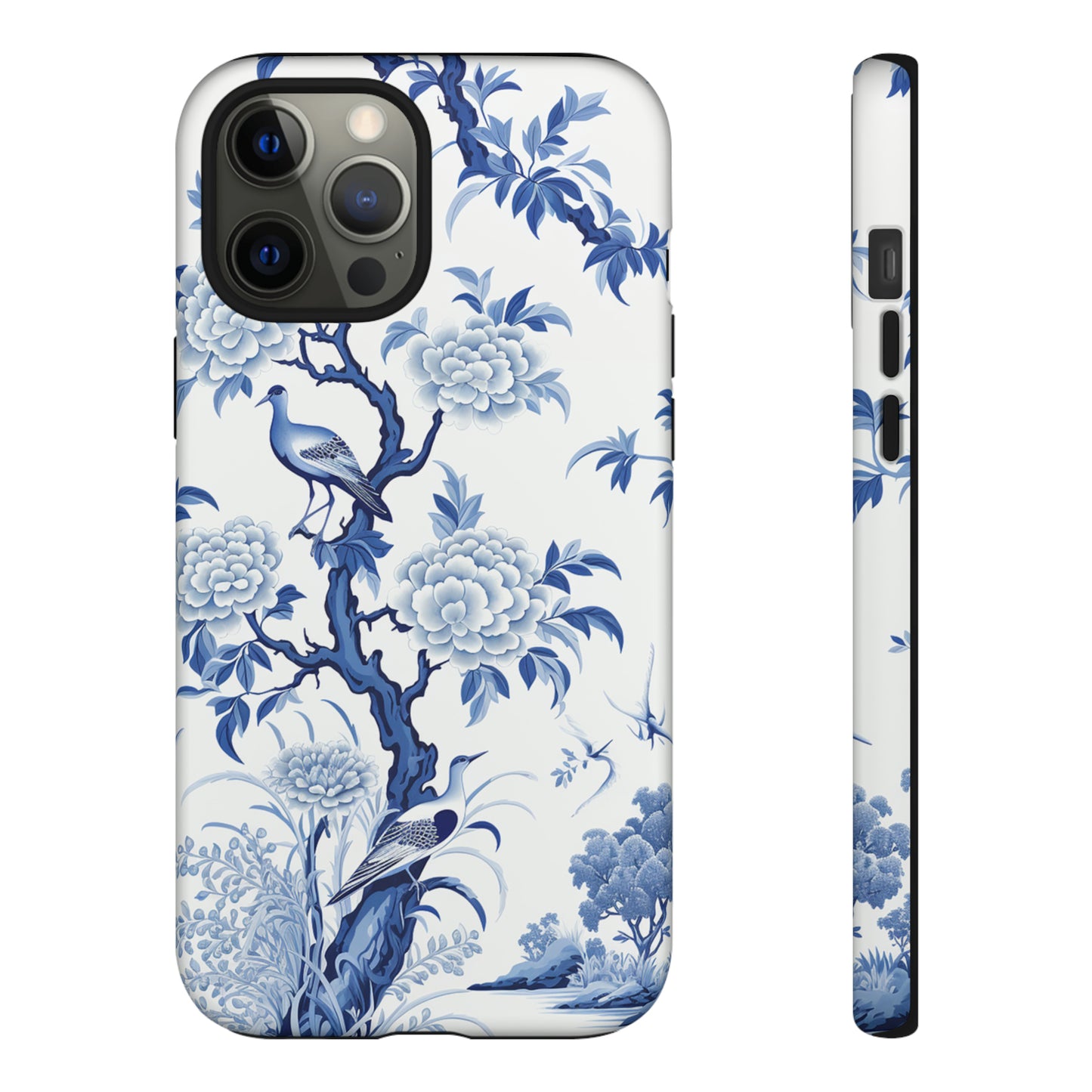 Birds in the wood - Royal Blue Toile Pattern - Tough Cases