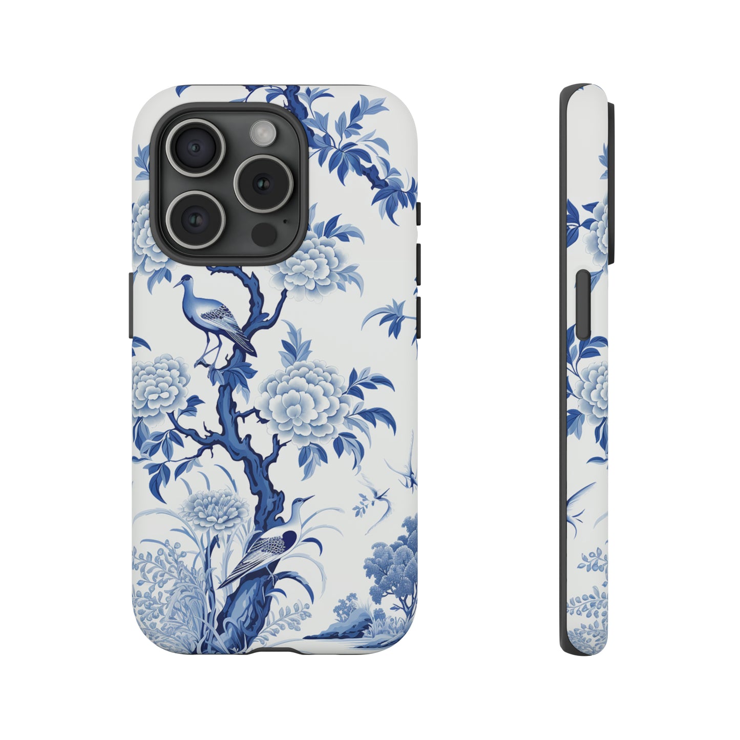 Birds in the wood - Royal Blue Toile Pattern - Tough Cases