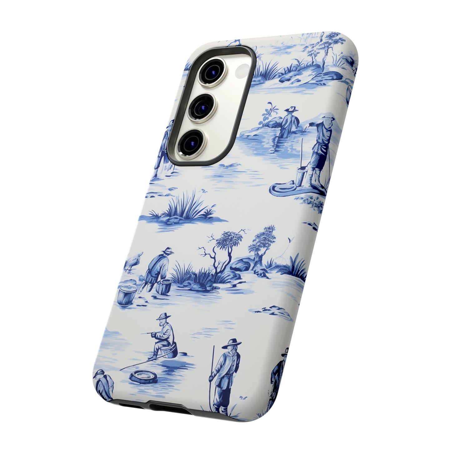 Fly Fishermen - Royal Blue Toile Pattern - Tough Cases