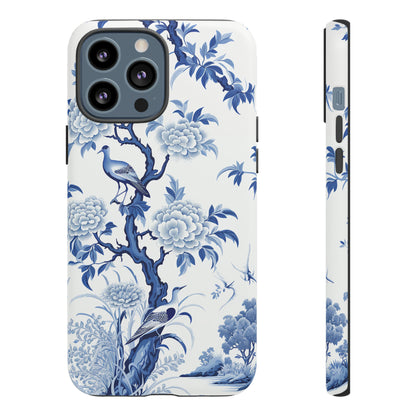 Birds in the wood - Royal Blue Toile Pattern - Tough Cases