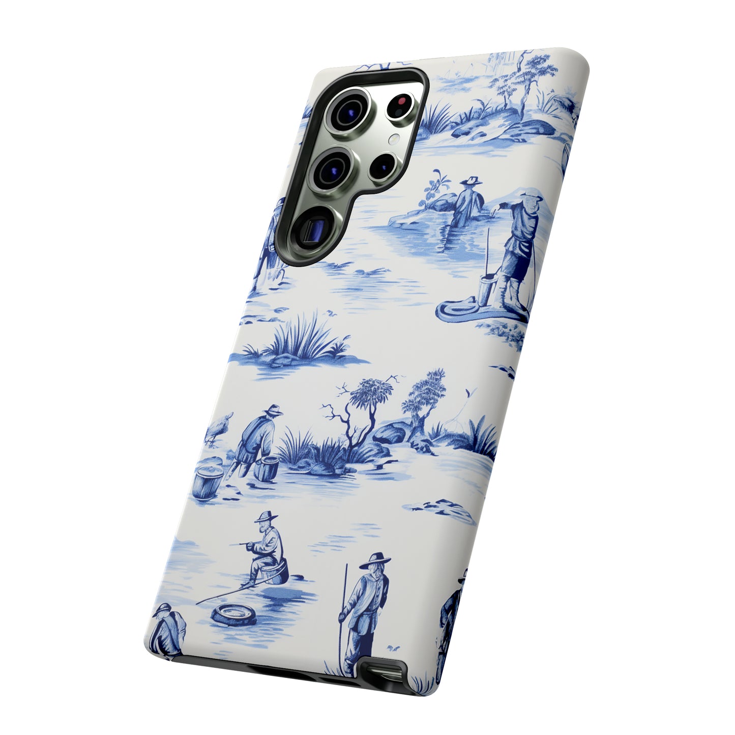 Fly Fishermen - Royal Blue Toile Pattern - Tough Cases