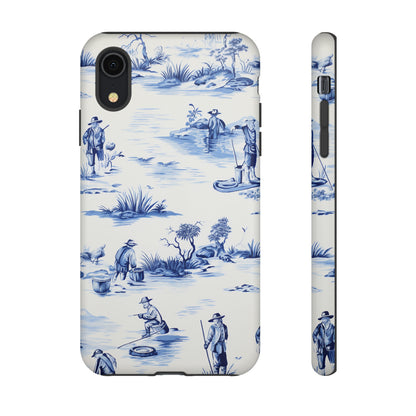 Fly Fishermen - Royal Blue Toile Pattern - Tough Cases