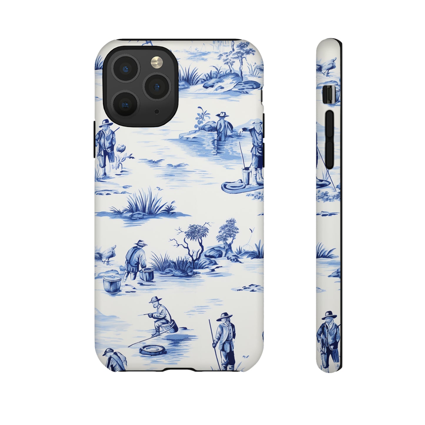 Fly Fishermen - Royal Blue Toile Pattern - Tough Cases