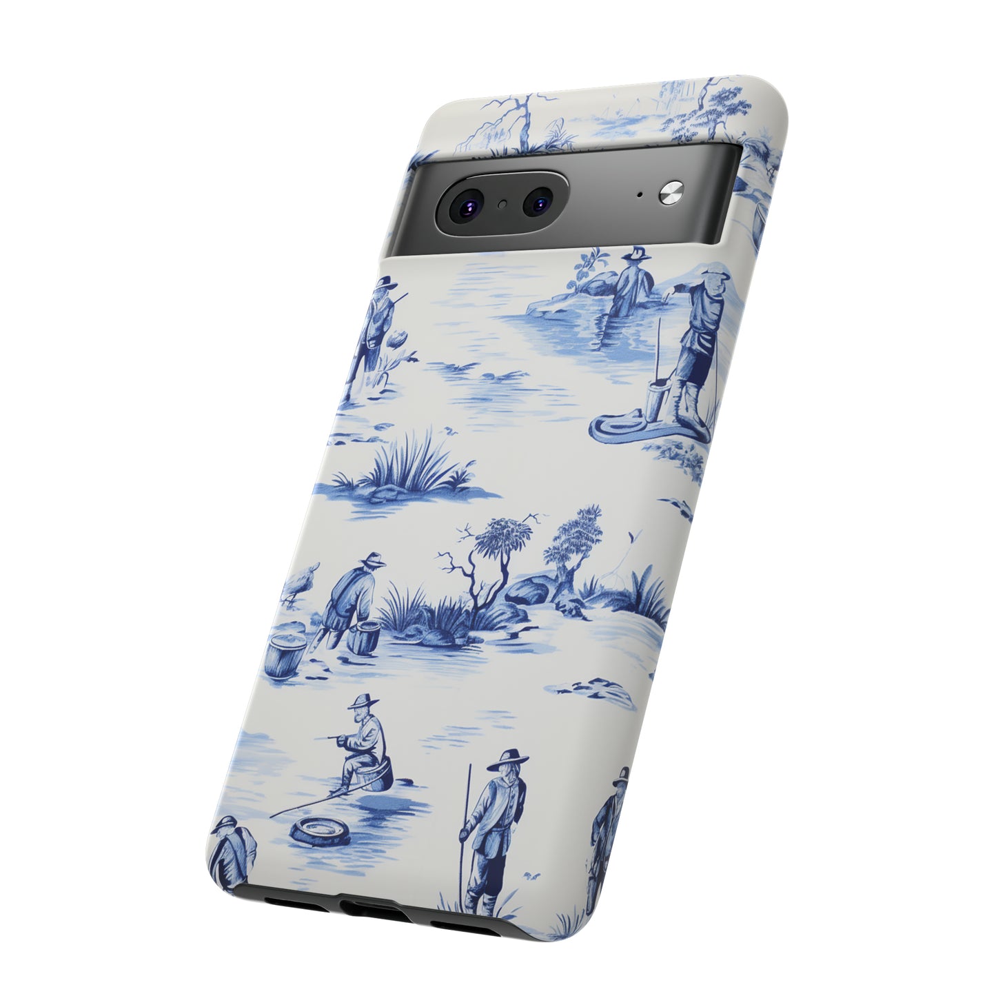 Fly Fishermen - Royal Blue Toile Pattern - Tough Cases