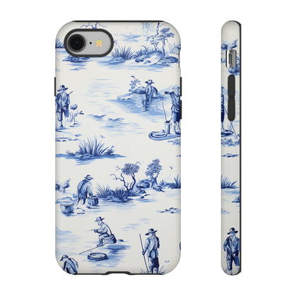 Fly Fishermen - Royal Blue Toile Pattern - Tough Cases