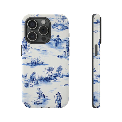 Fly Fishermen - Royal Blue Toile Pattern - Tough Cases