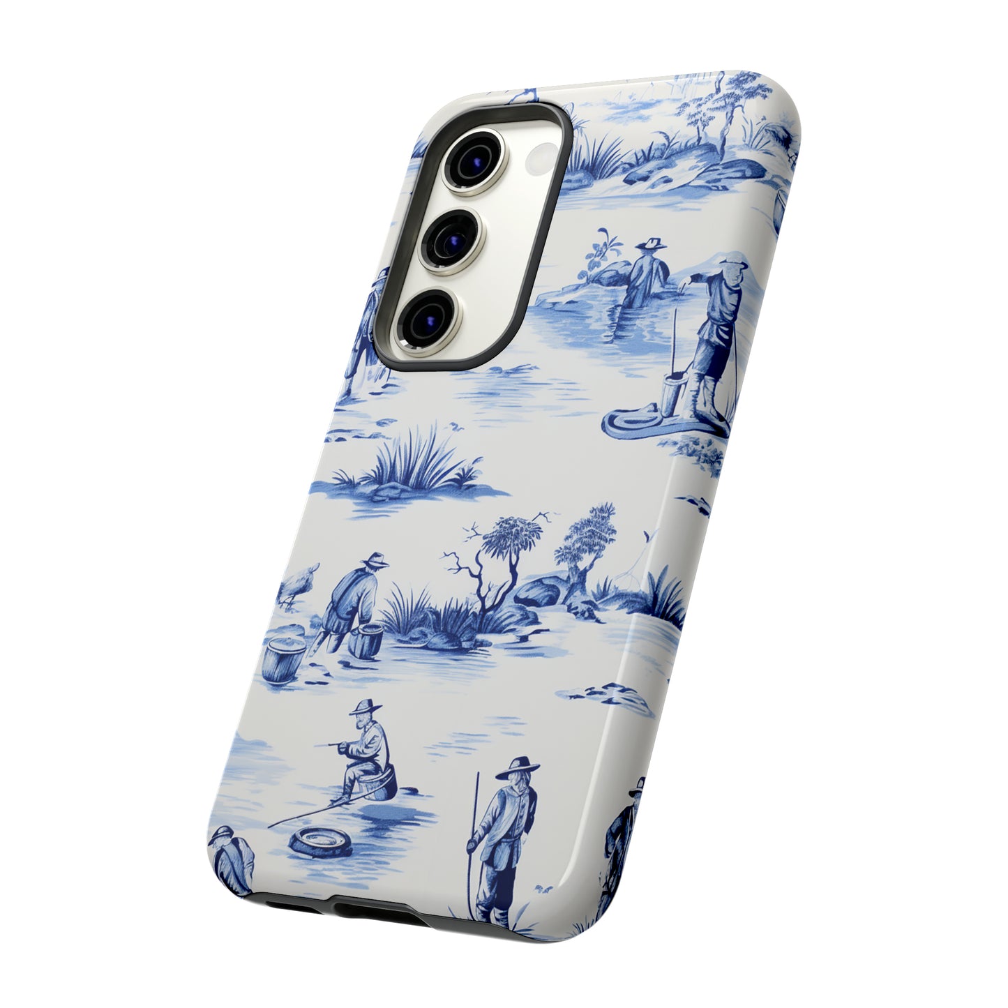 Fly Fishermen - Royal Blue Toile Pattern - Tough Cases