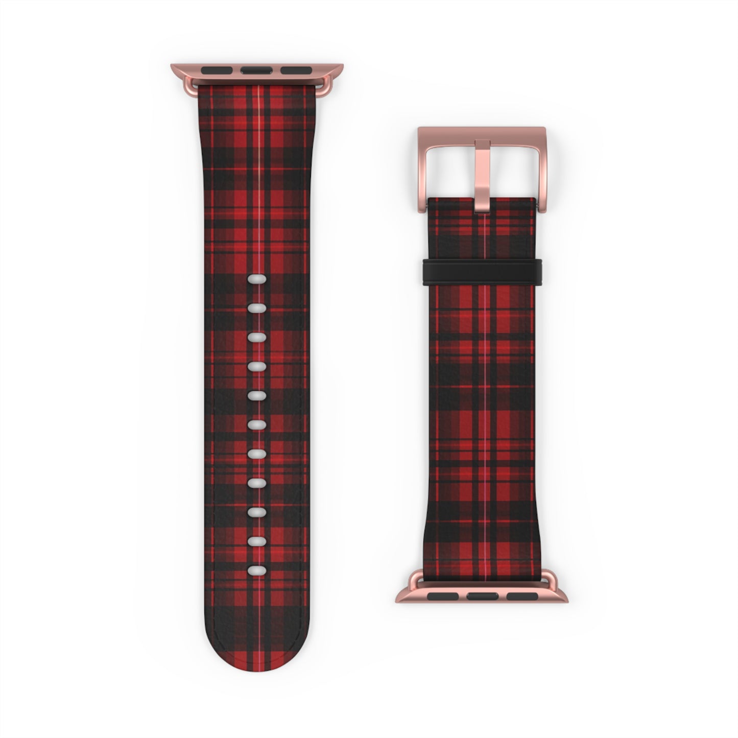 Apple Watch Strap - Cherry Red Tartan | Faux Leather | Gold Rose-Gold Silver Black Fittings | Vegan Leather | Acid Green | 2024