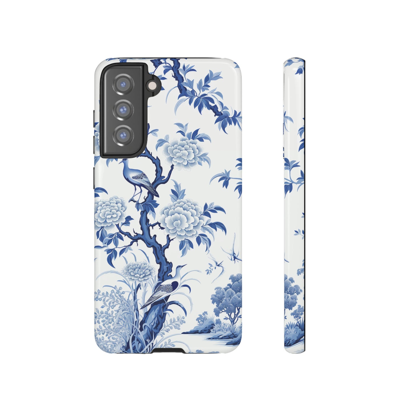 Birds in the wood - Royal Blue Toile Pattern - Tough Cases