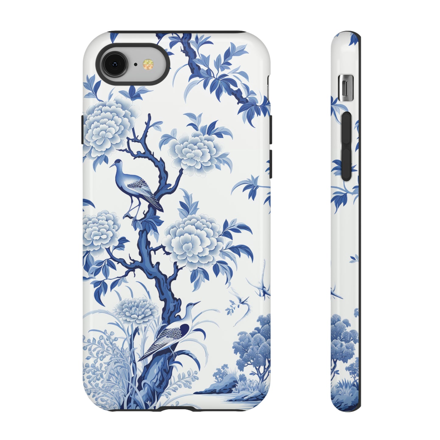 Birds in the wood - Royal Blue Toile Pattern - Tough Cases