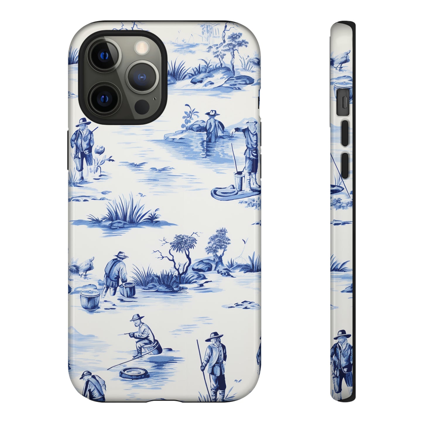 Fly Fishermen - Royal Blue Toile Pattern - Tough Cases