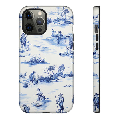 Fly Fishermen - Royal Blue Toile Pattern - Tough Cases