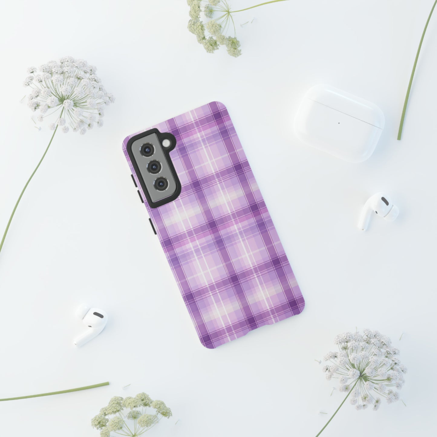 Pastel Lilac Tartan - Tough Cases