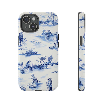 Fly Fishermen - Royal Blue Toile Pattern - Tough Cases