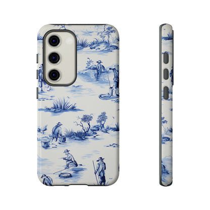 Fly Fishermen - Royal Blue Toile Pattern - Tough Cases