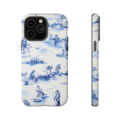 Fly Fishermen - Royal Blue Toile Pattern - Tough Cases