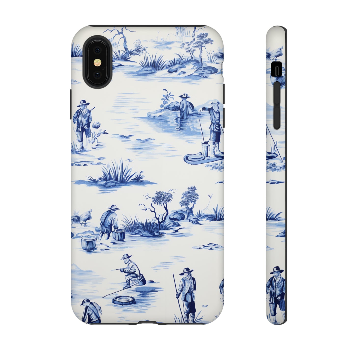 Fly Fishermen - Royal Blue Toile Pattern - Tough Cases