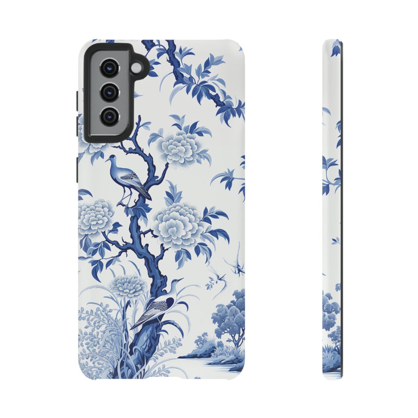 Birds in the wood - Royal Blue Toile Pattern - Tough Cases