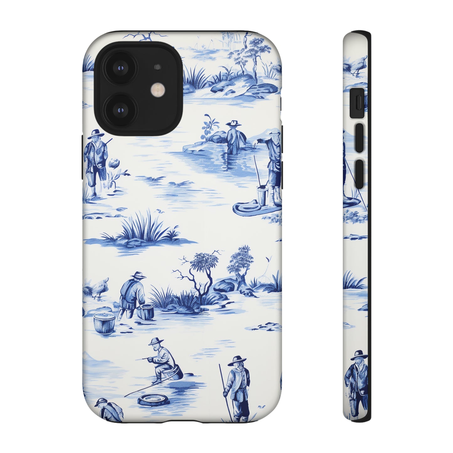 Fly Fishermen - Royal Blue Toile Pattern - Tough Cases