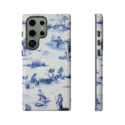 Fly Fishermen - Royal Blue Toile Pattern - Tough Cases