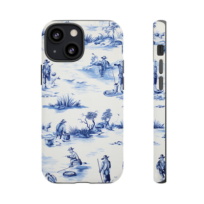 Fly Fishermen - Royal Blue Toile Pattern - Tough Cases