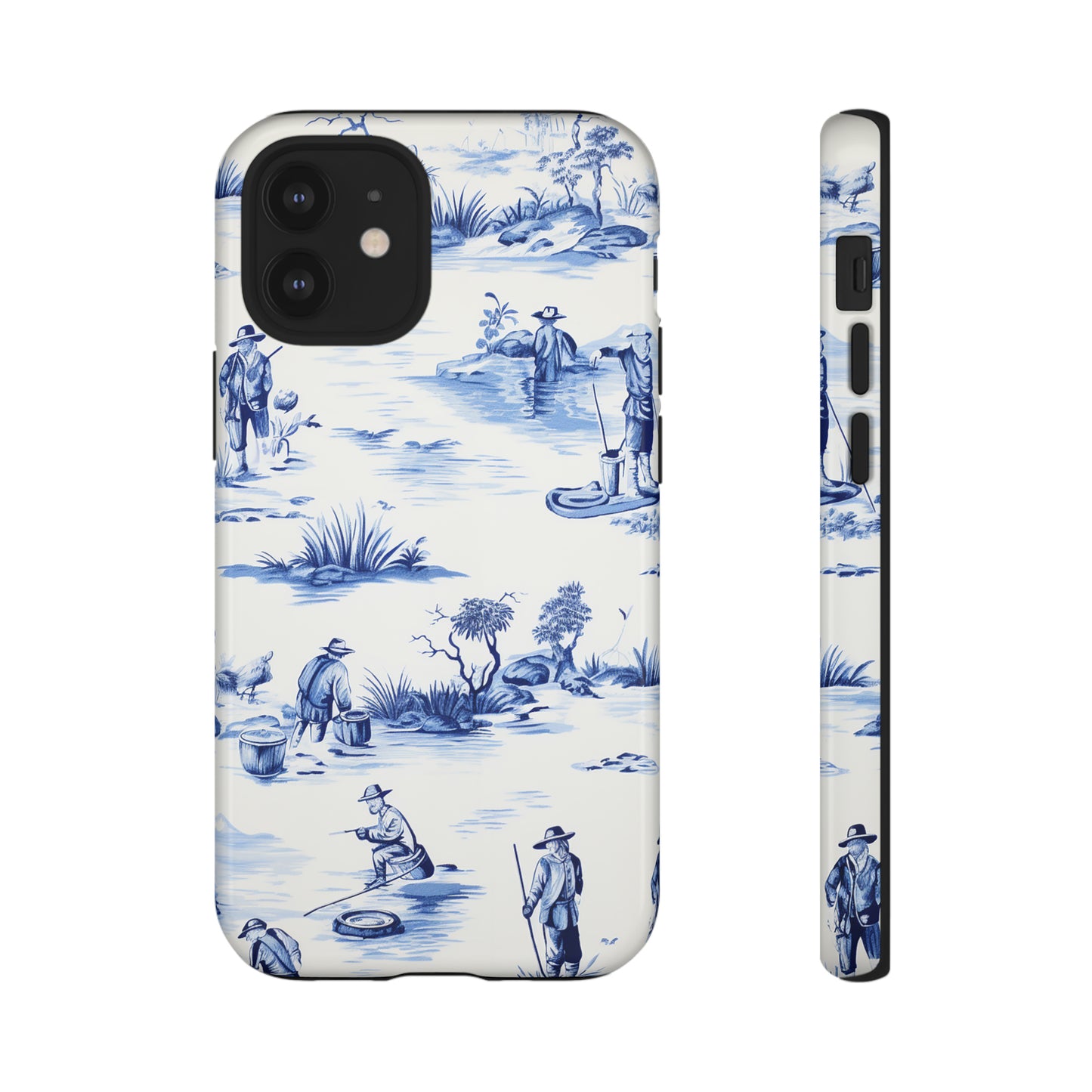 Fly Fishermen - Royal Blue Toile Pattern - Tough Cases