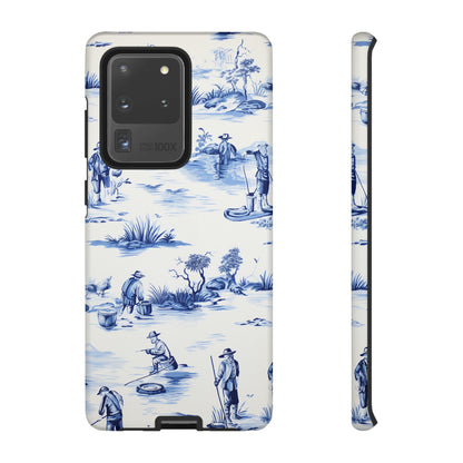 Fly Fishermen - Royal Blue Toile Pattern - Tough Cases