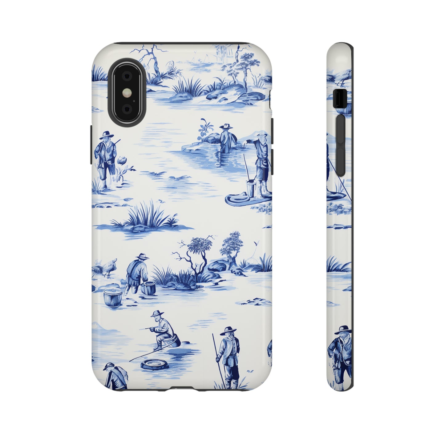 Fly Fishermen - Royal Blue Toile Pattern - Tough Cases