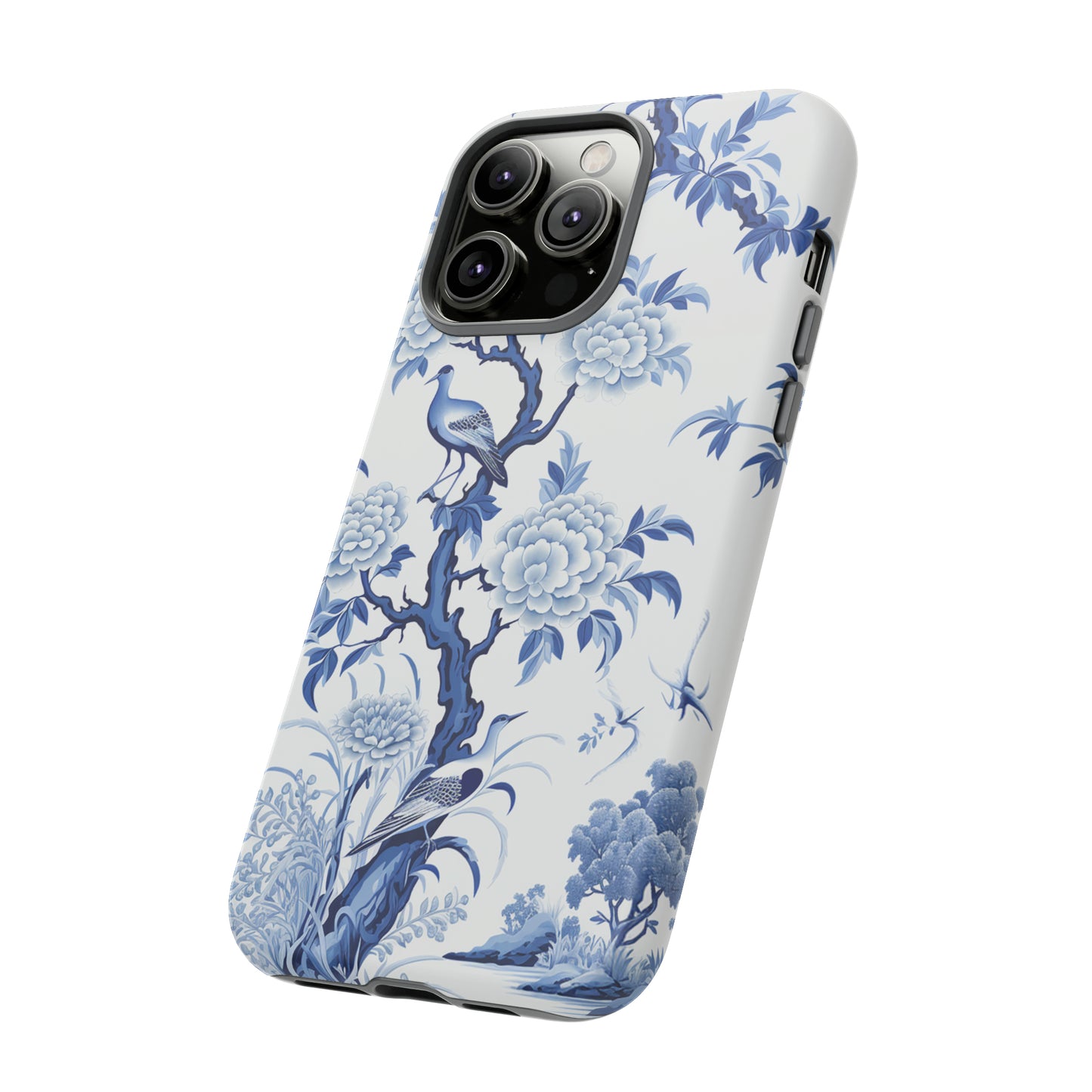 Birds in the wood - Royal Blue Toile Pattern - Tough Cases