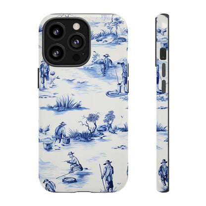 Fly Fishermen - Royal Blue Toile Pattern - Tough Cases