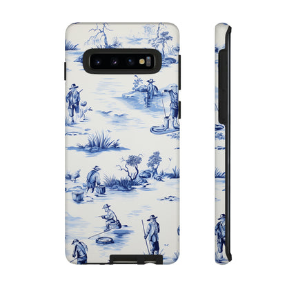 Fly Fishermen - Royal Blue Toile Pattern - Tough Cases