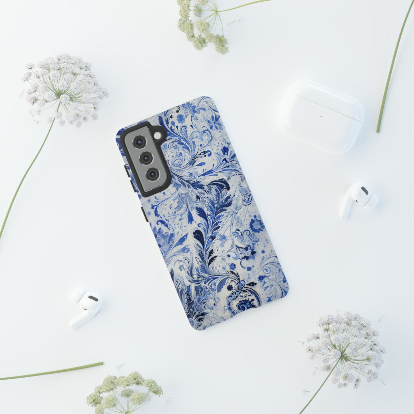 Silver Blue Paisley - Tough Cases