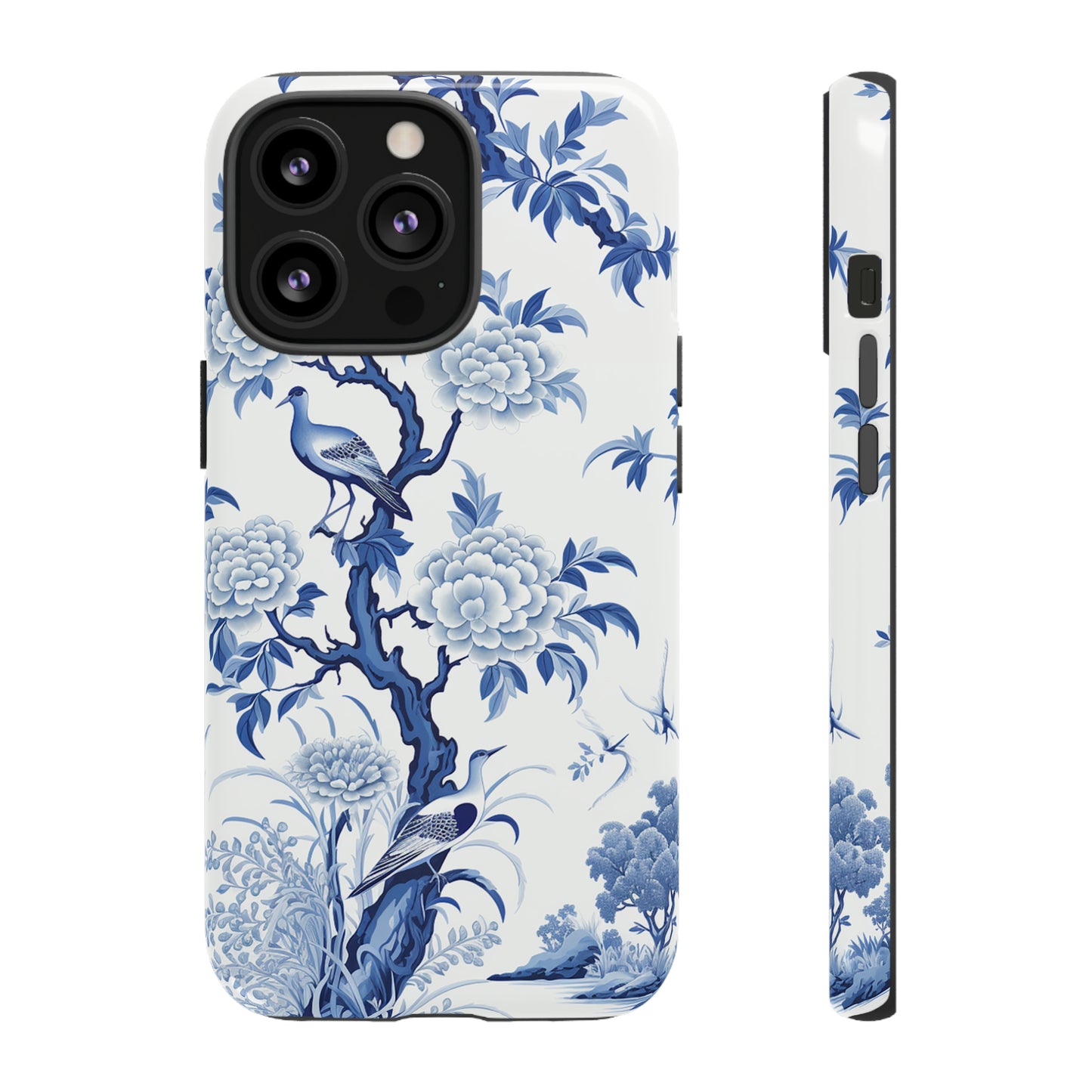 Birds in the wood - Royal Blue Toile Pattern - Tough Cases