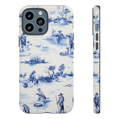 Fly Fishermen - Royal Blue Toile Pattern - Tough Cases