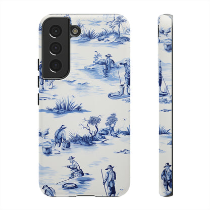 Fly Fishermen - Royal Blue Toile Pattern - Tough Cases