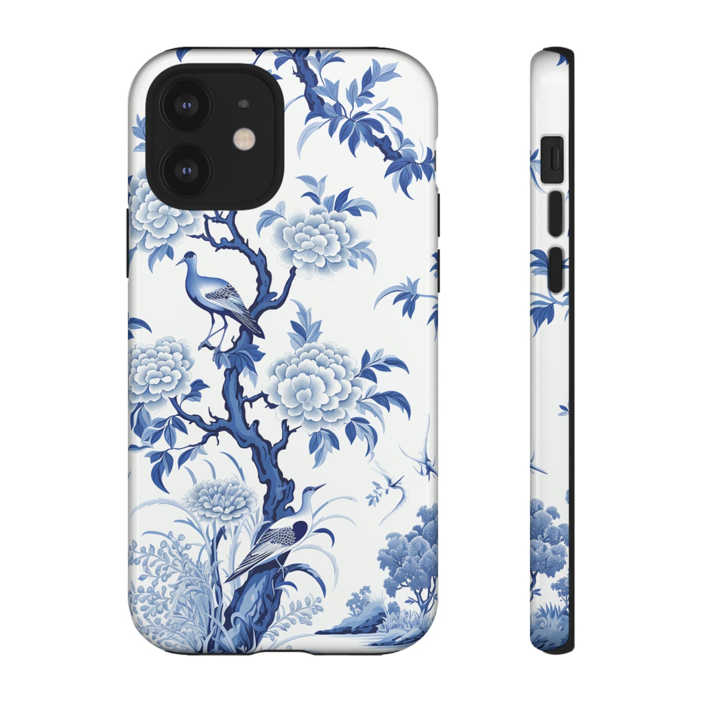 Birds in the wood - Royal Blue Toile Pattern - Tough Cases