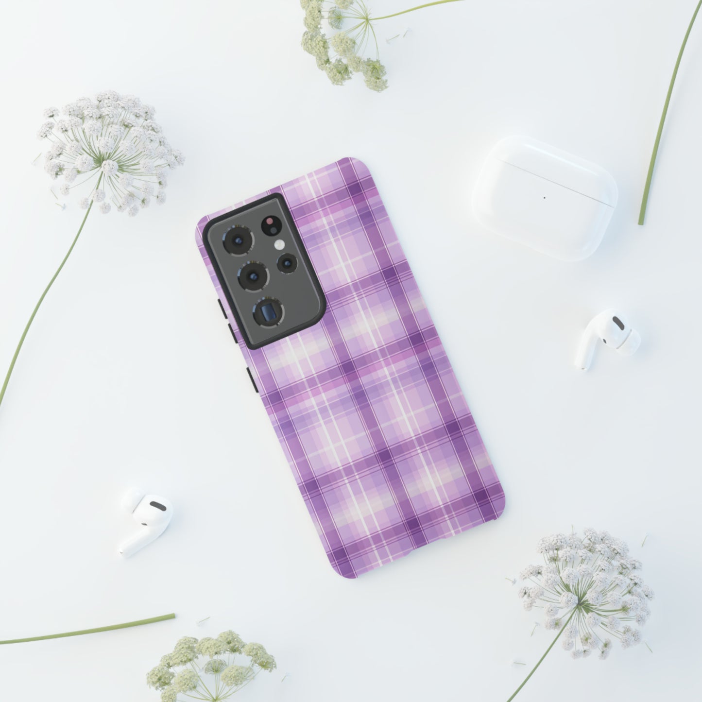 Pastel Lilac Tartan - Tough Cases