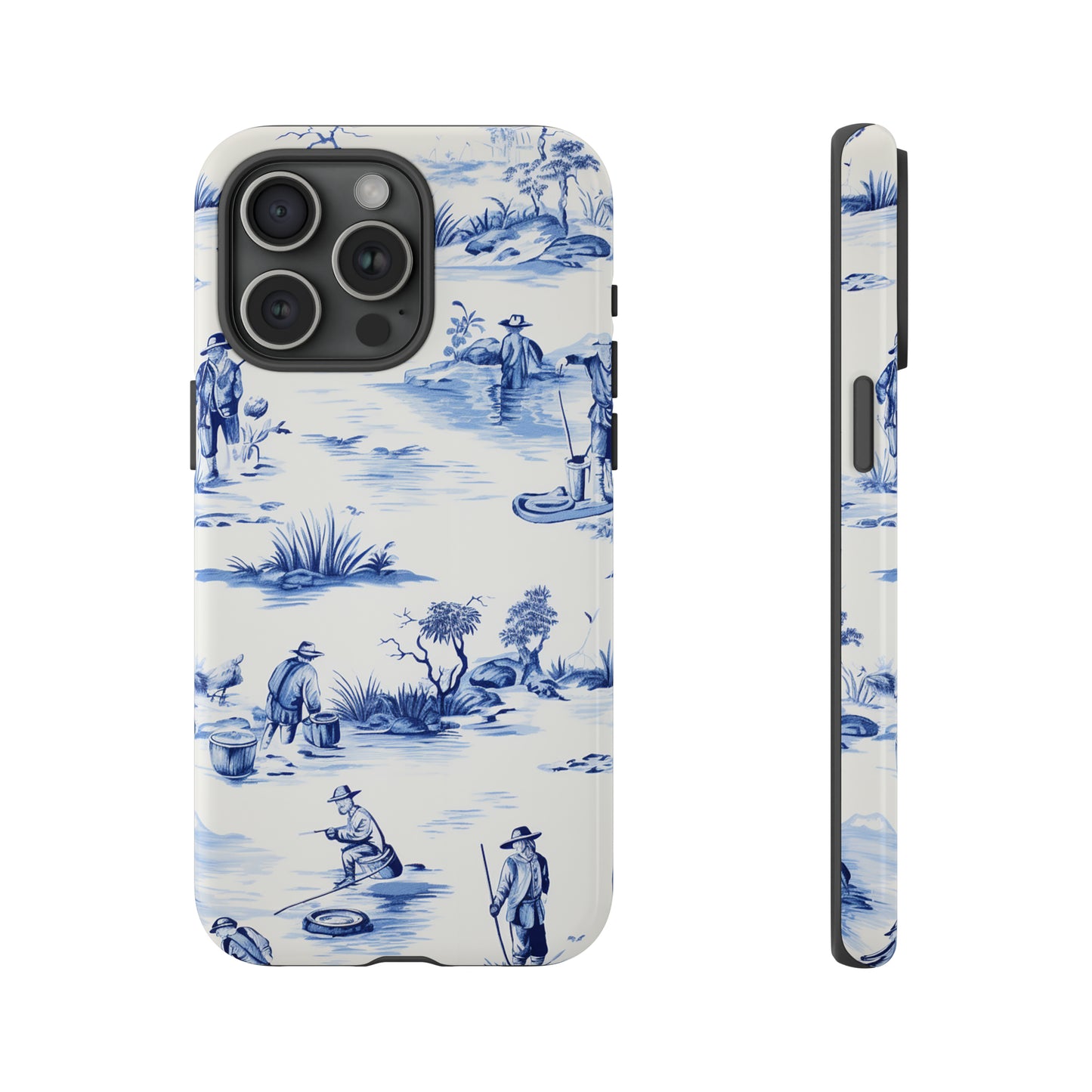 Fly Fishermen - Royal Blue Toile Pattern - Tough Cases