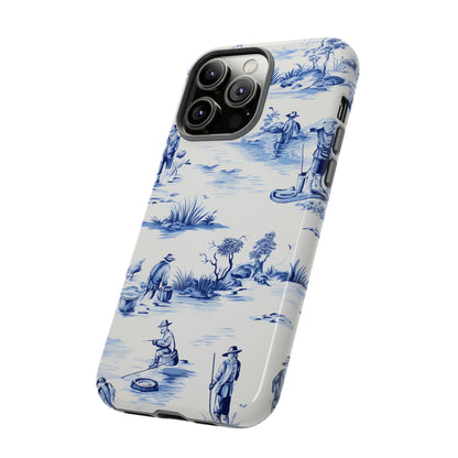 Fly Fishermen - Royal Blue Toile Pattern - Tough Cases